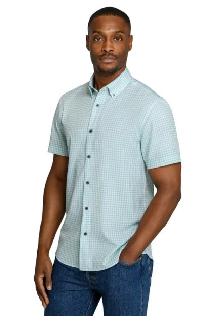 Construct Slim Fit Gingham Woven Short Sleeve Basic Shirt In Blue