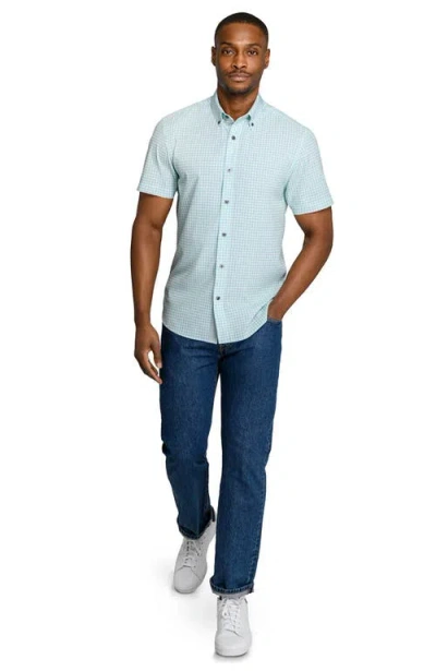 Construct Slim Fit Gingham Woven Short Sleeve Basic Shirt In Blue