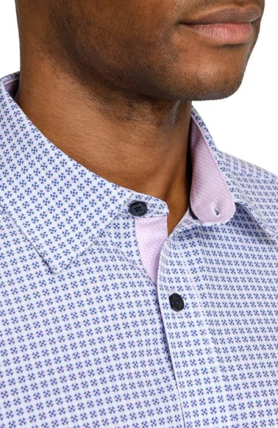 Construct Slim Fit Round Geo Woven Long Sleeve Basic Shirt In Multi