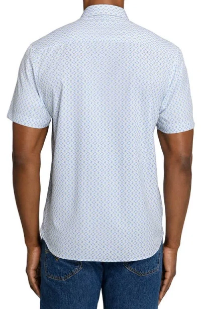 Construct Slim Fit Zig Zag Woven Short Sleeve Basic Shirt In Blue