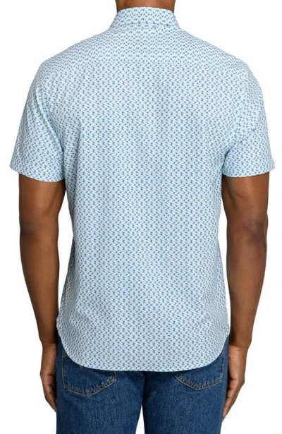 Construct Slim Fit Zig Zag Woven Short Sleeve Basic Shirt In Blue