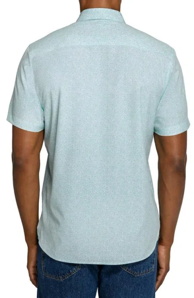 Construct Slim Fit Sketched Floral Woven Short Sleeve Basic Shirt In Blue