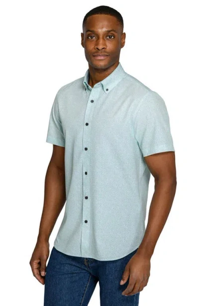 Construct Slim Fit Sketched Floral Woven Short Sleeve Basic Shirt In Blue