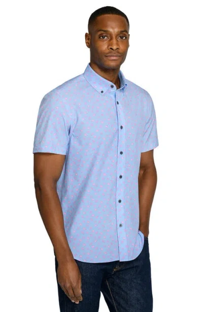 Construct Slim Fit Crustaceans Woven Short Sleeve Basic Shirt In Blue