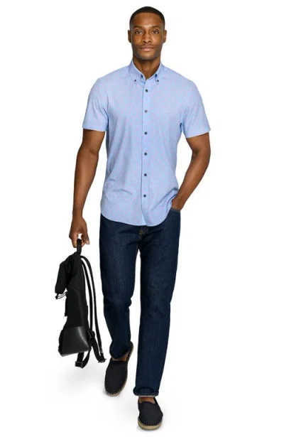 Construct Slim Fit Crustaceans Woven Short Sleeve Basic Shirt In Blue