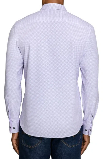 Construct Slim Fit Diamond Geo Woven Long Sleeve Basic Shirt In White