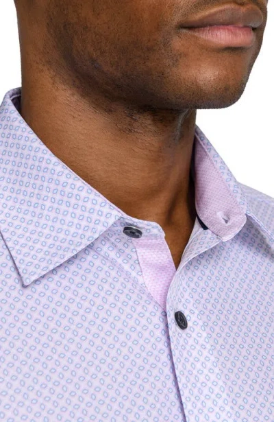 Construct Slim Fit Diamond Geo Woven Long Sleeve Basic Shirt In White