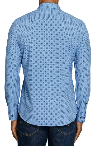 Construct Slim Fit Diamond Geo Woven Long Sleeve Basic Shirt In Blue