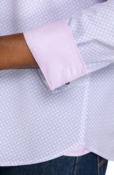 Construct Slim Fit Diamond Geo Woven Long Sleeve Basic Shirt In White