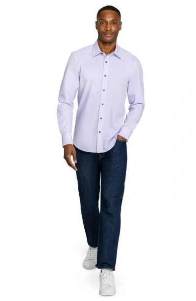 Construct Slim Fit Diamond Geo Woven Long Sleeve Basic Shirt In White