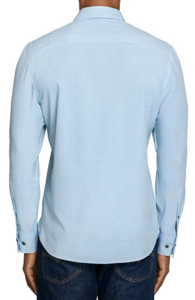 Construct Slim Fit Diamond Geo Woven Long Sleeve Basic Shirt In Blue