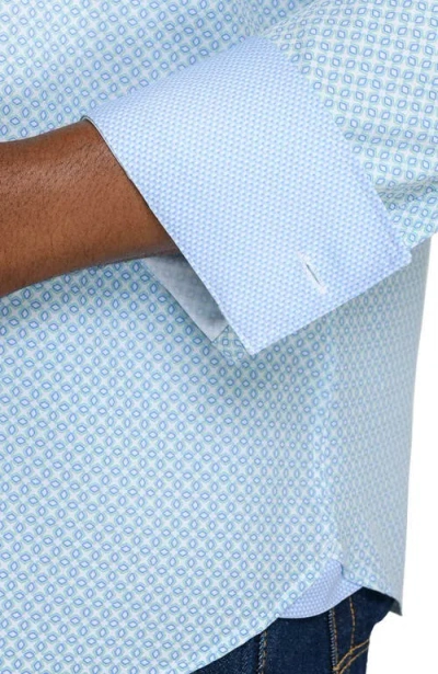 Construct Slim Fit Diamond Geo Woven Long Sleeve Basic Shirt In Blue