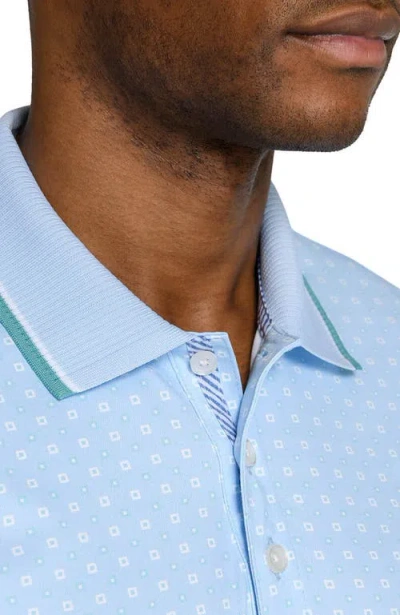 Construct Slim Fit Square Dot Short Sleeve Polo In Blue