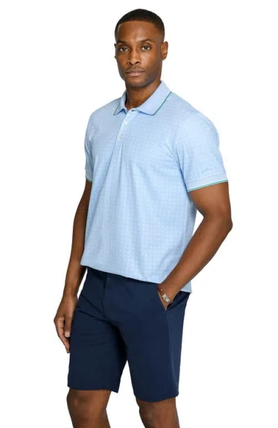 Construct Slim Fit Square Dot Short Sleeve Polo In Blue