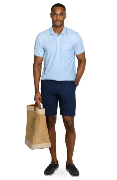 Construct Slim Fit Square Dot Short Sleeve Polo In Blue
