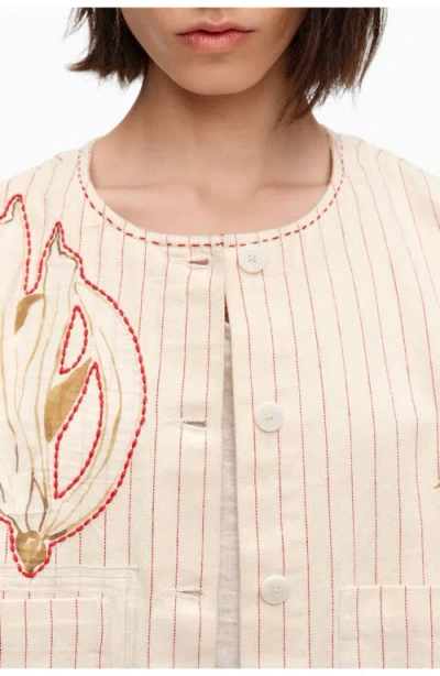 Bimba Y Lola Patchwork Cotton Cropped Jacket In White