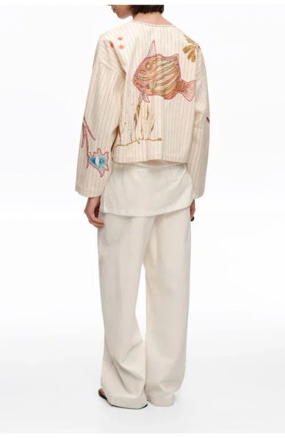 Bimba Y Lola Patchwork Cotton Cropped Jacket In White