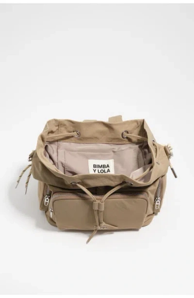 Bimba Y Lola Nylon Multi-pocket Backpack In Brown