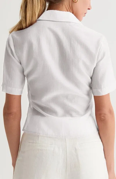 Crescent Tencel Blend Button Up Top In White