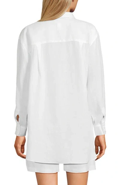 Lands' End Linen Oversized Button Front Shirt In White