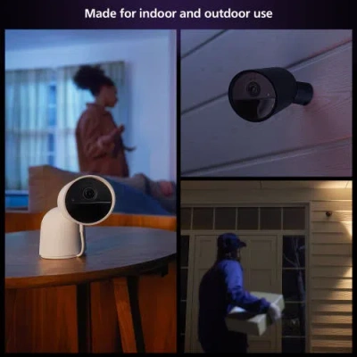 Philips Hue Secure Wired Security Camera With Desktop Stand In White