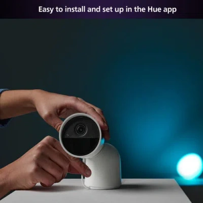 Philips Hue Secure Wired Security Camera With Desktop Stand In White