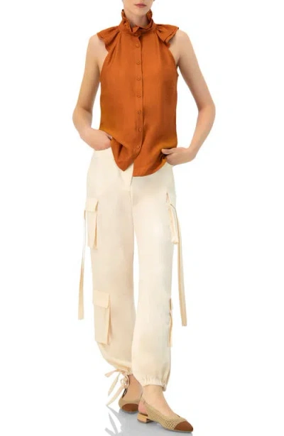 Ivonne Solid Cargo Pants With Straps In Neutral