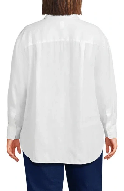 Lands' End Plus Size Linen Oversized Button Front Shirt In White