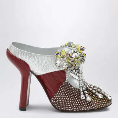 Dries Van Noten Patchwork Leather Mules With Decoration In Multi