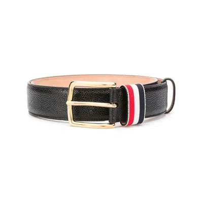 Thom Browne Pointed Tip Leather Belts With Adjustable Fit In White