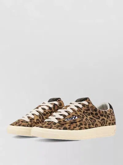 Autry Windscape Low Sneakers In Leopard And Black Suede In Animal Print