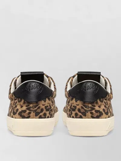 Autry Windscape Low Sneakers In Leopard And Black Suede In Animal Print