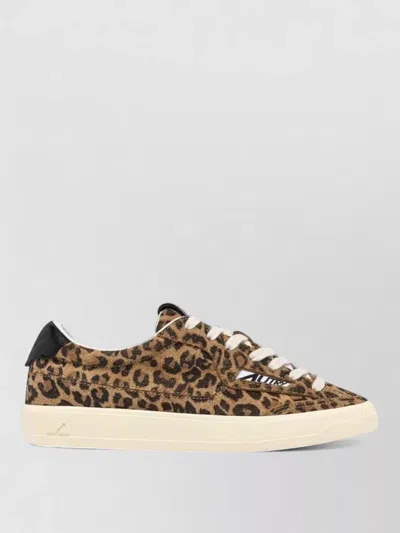 Autry Windscape Low Sneakers In Leopard And Black Suede In Animal Print