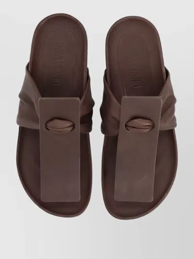 Uma Wang Flat Slide Sandals Open Square Toe Strap In Multi