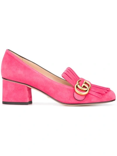 Gucci Gg Vamp Fringed Loafers In Pink