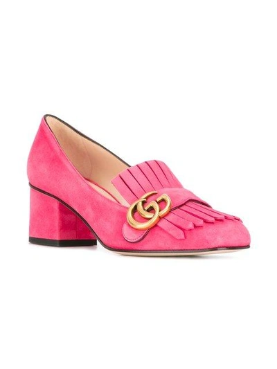 Shop Gucci Gg Vamp Fringed Loafers In Pink