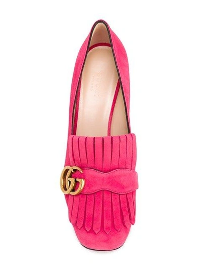 Shop Gucci Gg Vamp Fringed Loafers In Pink