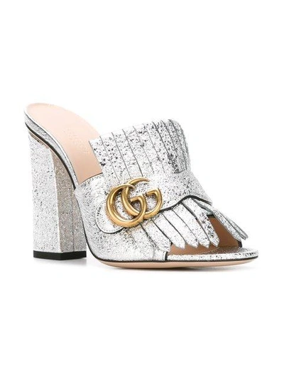 Shop Gucci Marmont Mules In Metallic