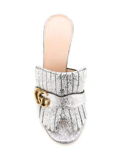 Shop Gucci Marmont Mules In Metallic