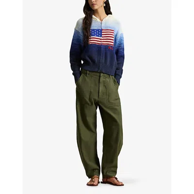 Polo Ralph Lauren Ombre Cotton Hoodie Knitwear Blue In Multi