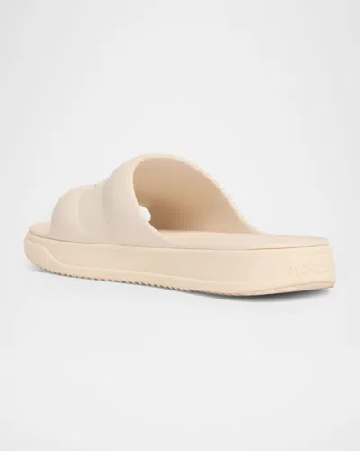 Moncler Platform Logo Slides Open Toe Rubber Sole In White