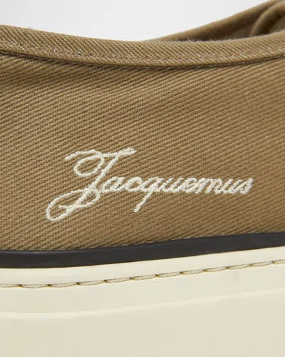 Jacquemus Cotton Low-top Sneakers With Embroidered Logo In Brown