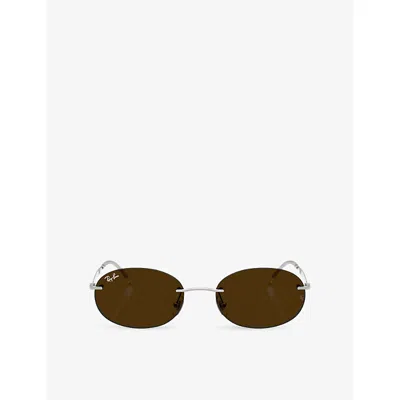 Ray Ban Oval-frame Rimless Sunglasses In Pink