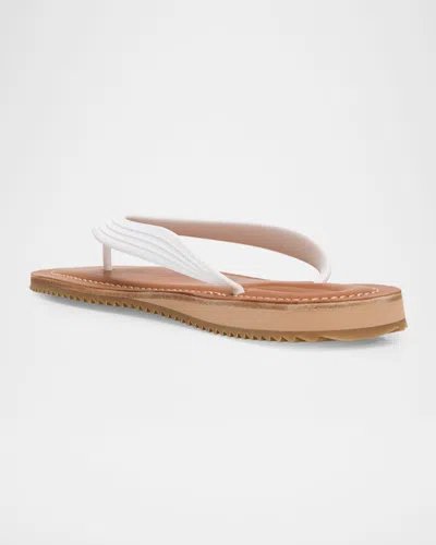 Miu Miu Logo Rubber Thong Sandals Notched Sole In White