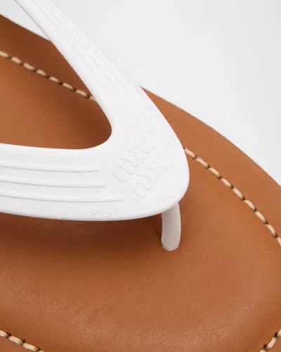 Miu Miu Logo Rubber Thong Sandals Notched Sole In White