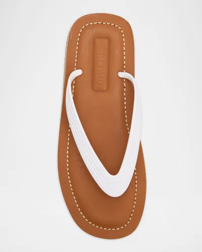 Miu Miu Logo Rubber Thong Sandals Notched Sole In White
