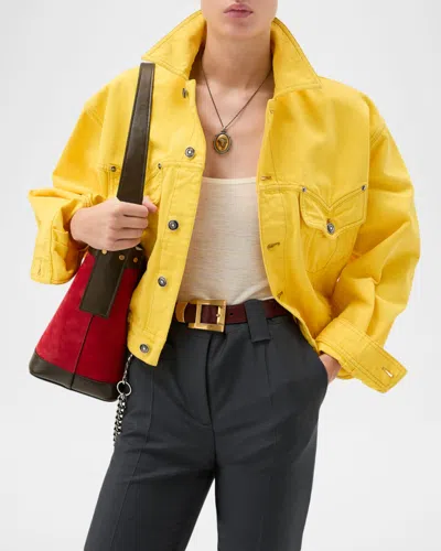Versace Oversized Blouson Denim Jacket In Multi
