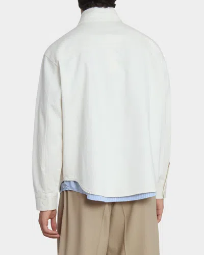 Ami Alexandre Mattiussi Men & Apos;s Crochet Ami De Coeur White Denim Overshirt
