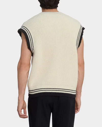 Ami Alexandre Mattiussi Ami Paris Ribbed Wool Sleeveless Ami De Coeur Sweater In Neutral