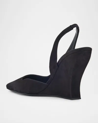 Alaïa Wave Mules Suede Wedge Heel Pointed Toe In Black